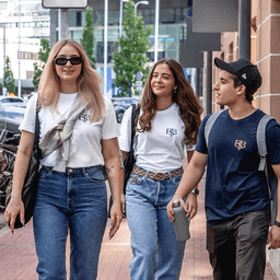 EBS Students walking on street