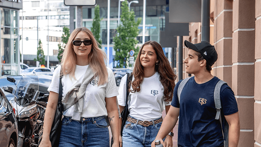 EBS Students walking on street