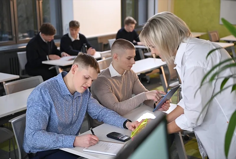 High school students in classroom
