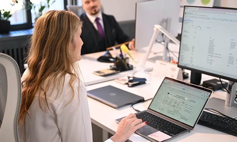 Woman working in computer