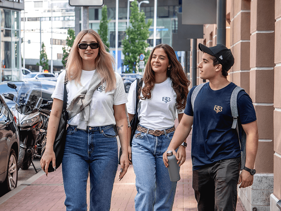 EBS Students walking on street