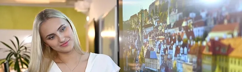 High school student presenting