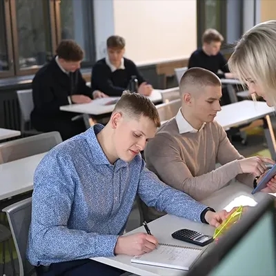 High school students in classroom